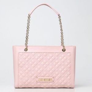NWT🔖Love Moschino Pink Quilted Medium Logo Shoulder Bag